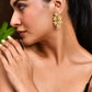 VOJ Gold Polished Floral Designer Earrings - Swadesiicart