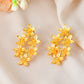 VOJ Gold Polished Floral Designer Earrings - Swadesiicart