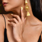 VOJ Gold Polished Designer Anti Tarnish Big Drop Earrings - Swadesiicart