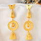 VOJ Gold Polished Designer Anti Tarnish Big Drop Earrings - Swadesiicart