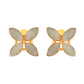 VOJ Gold Polished Teal Stone Studded Floral Stud Earrings - Swadesiicart
