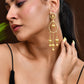 VOJ Gold Polished Elegant Anti Tarnish Big Drop Earrings - Swadesiicart