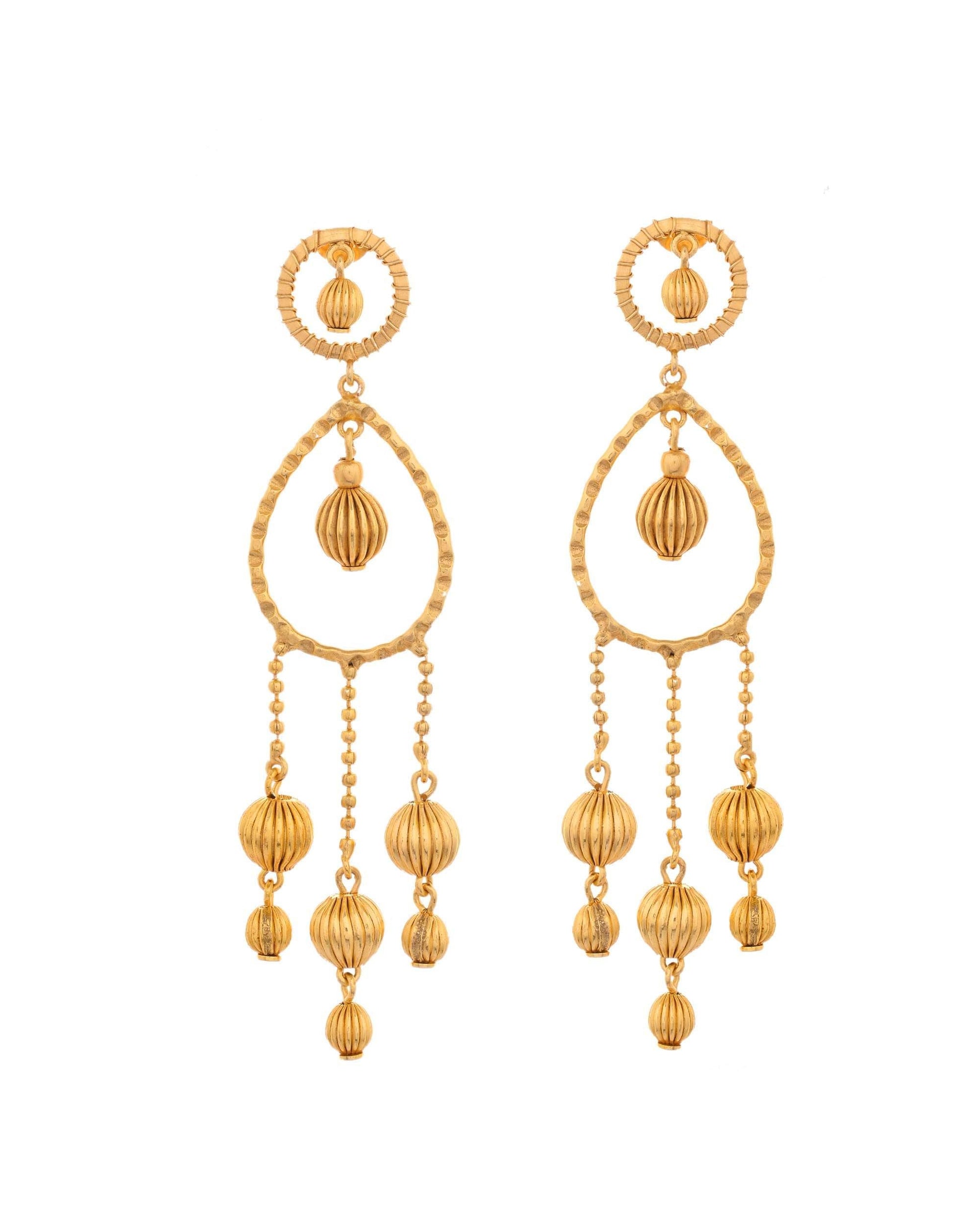 VOJ Gold Polished Elegant Anti Tarnish Big Drop Earrings - Swadesiicart