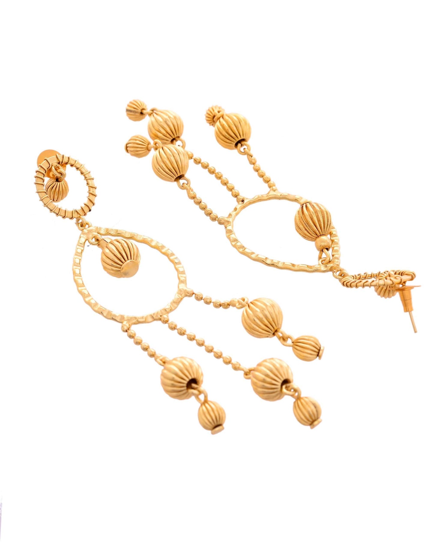 VOJ Gold Polished Elegant Anti Tarnish Big Drop Earrings - Swadesiicart