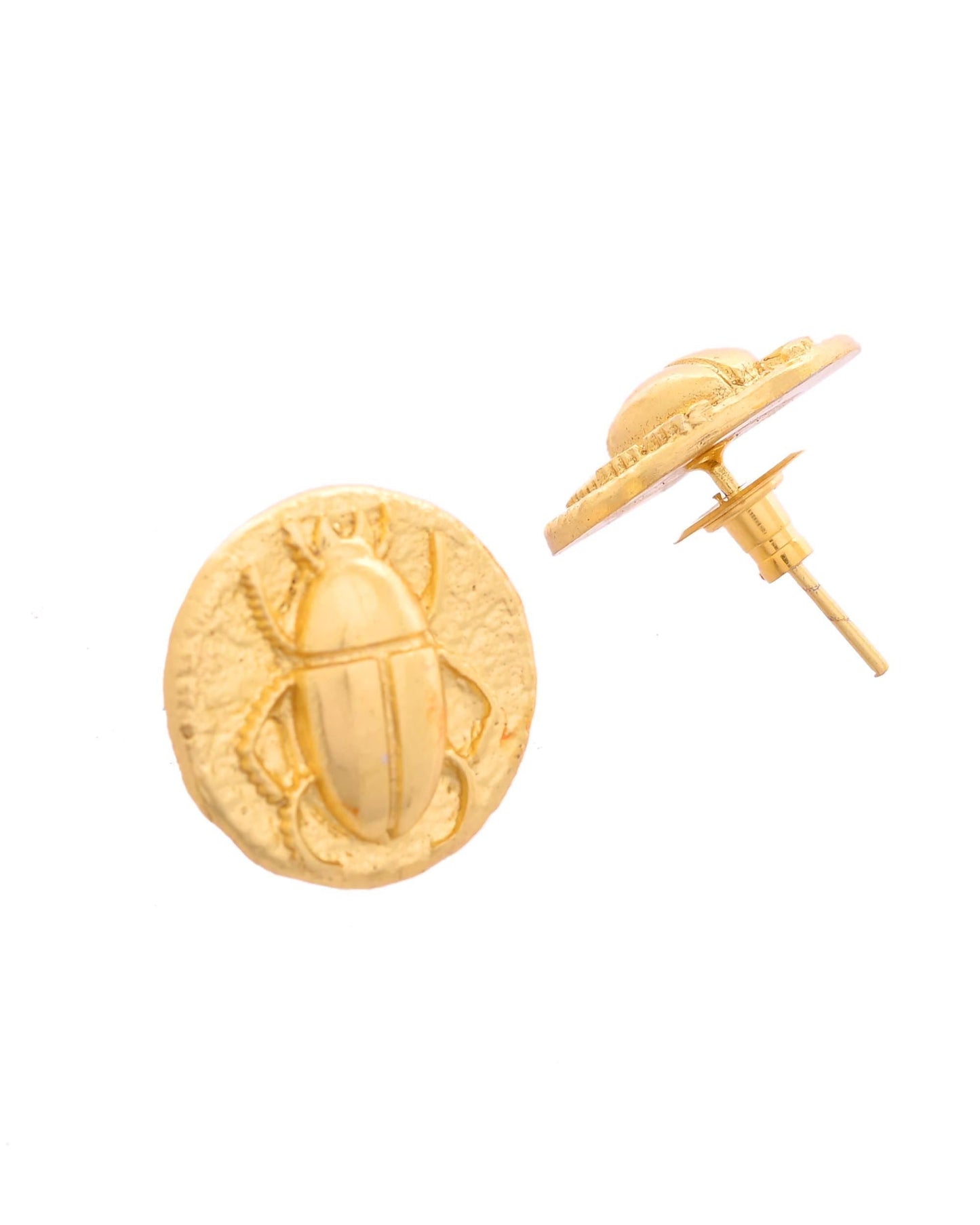 VOJ Gold Polished Designer Small Stud Earrings - Swadesiicart