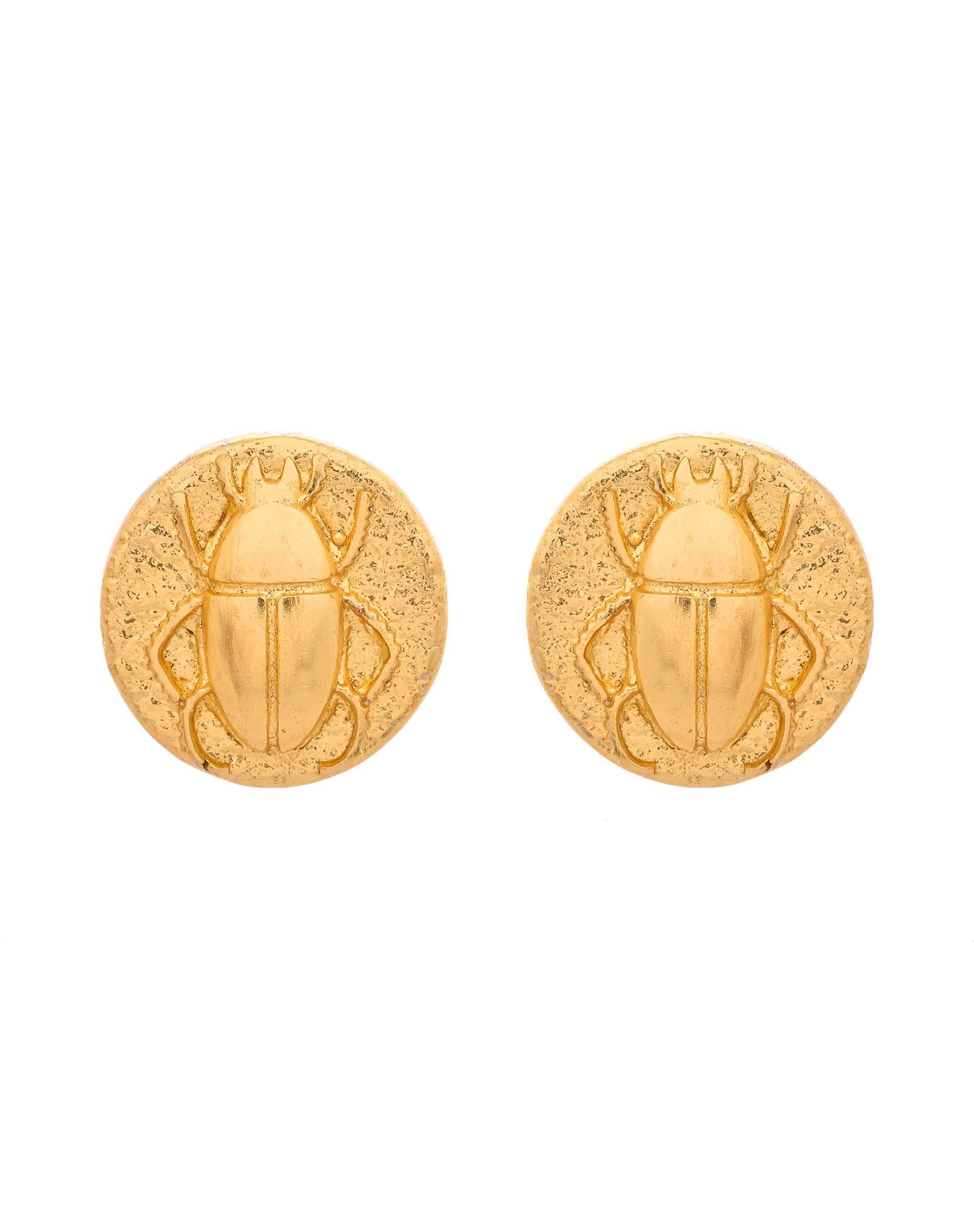 VOJ Gold Polished Designer Small Stud Earrings - Swadesiicart
