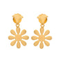 VOJ Gold Polished Anti Tarnish Flower Shaped Drop Earrings - Swadesiicart
