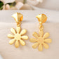 VOJ Gold Polished Anti Tarnish Flower Shaped Drop Earrings - Swadesiicart