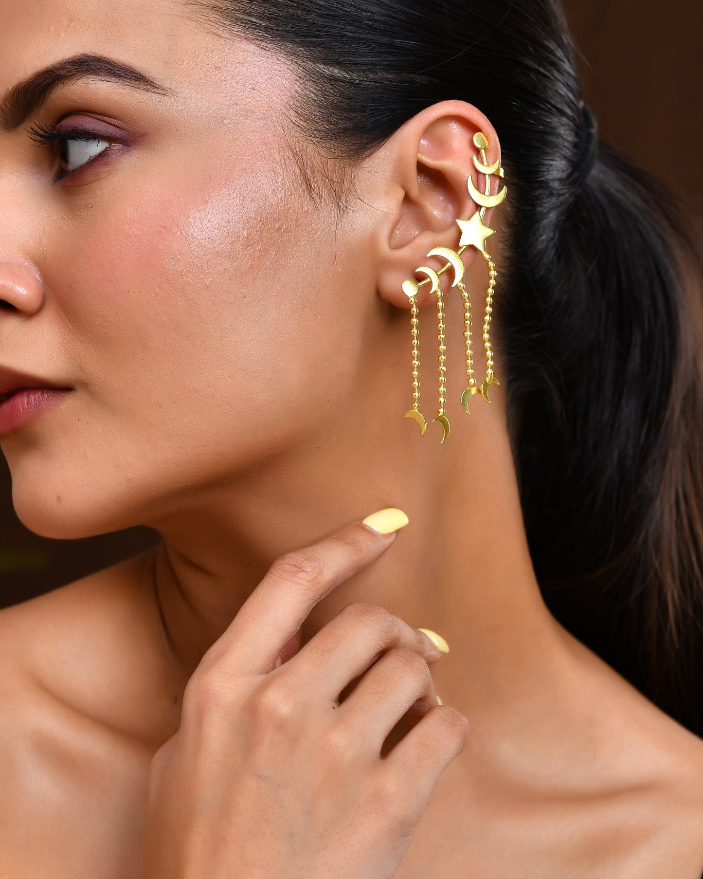 VOJ Gold Polished Anti Tarnish Openable Ear Cuff - Swadesiicart