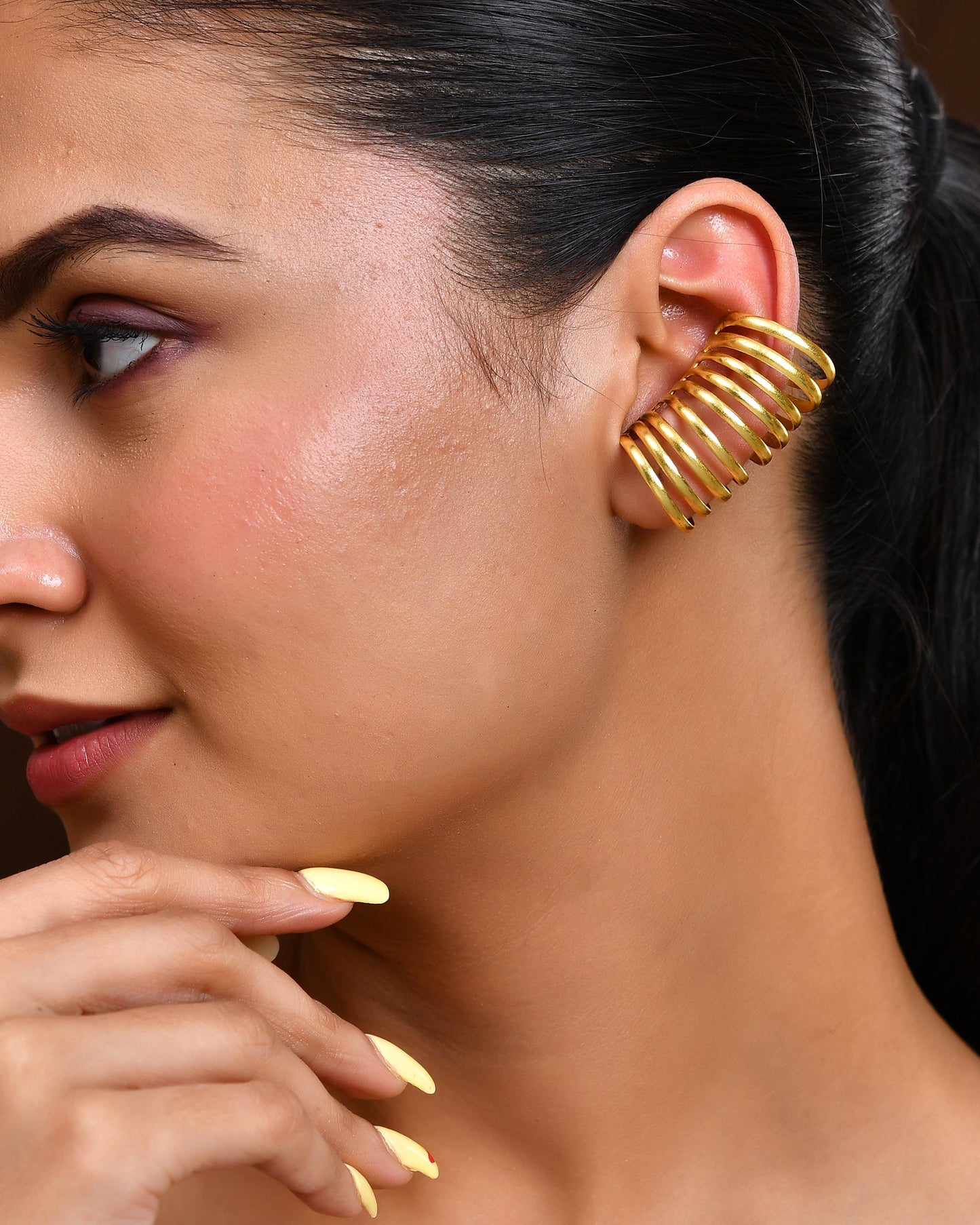 VOJ Gold Polished Circular Openable Ear Cuff - Swadesiicart