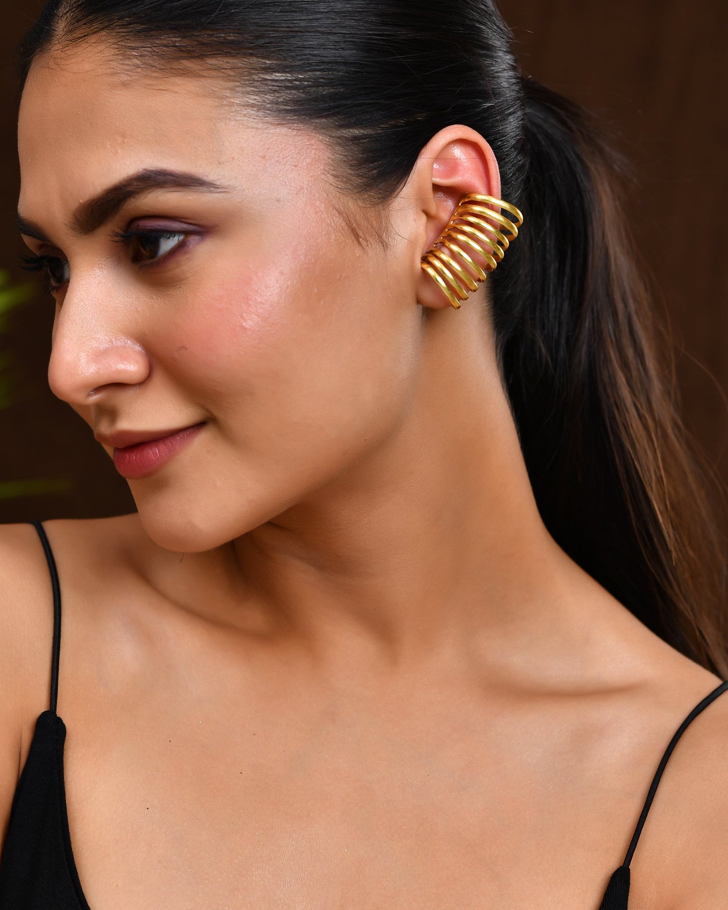 VOJ Gold Polished Circular Openable Ear Cuff - Swadesiicart