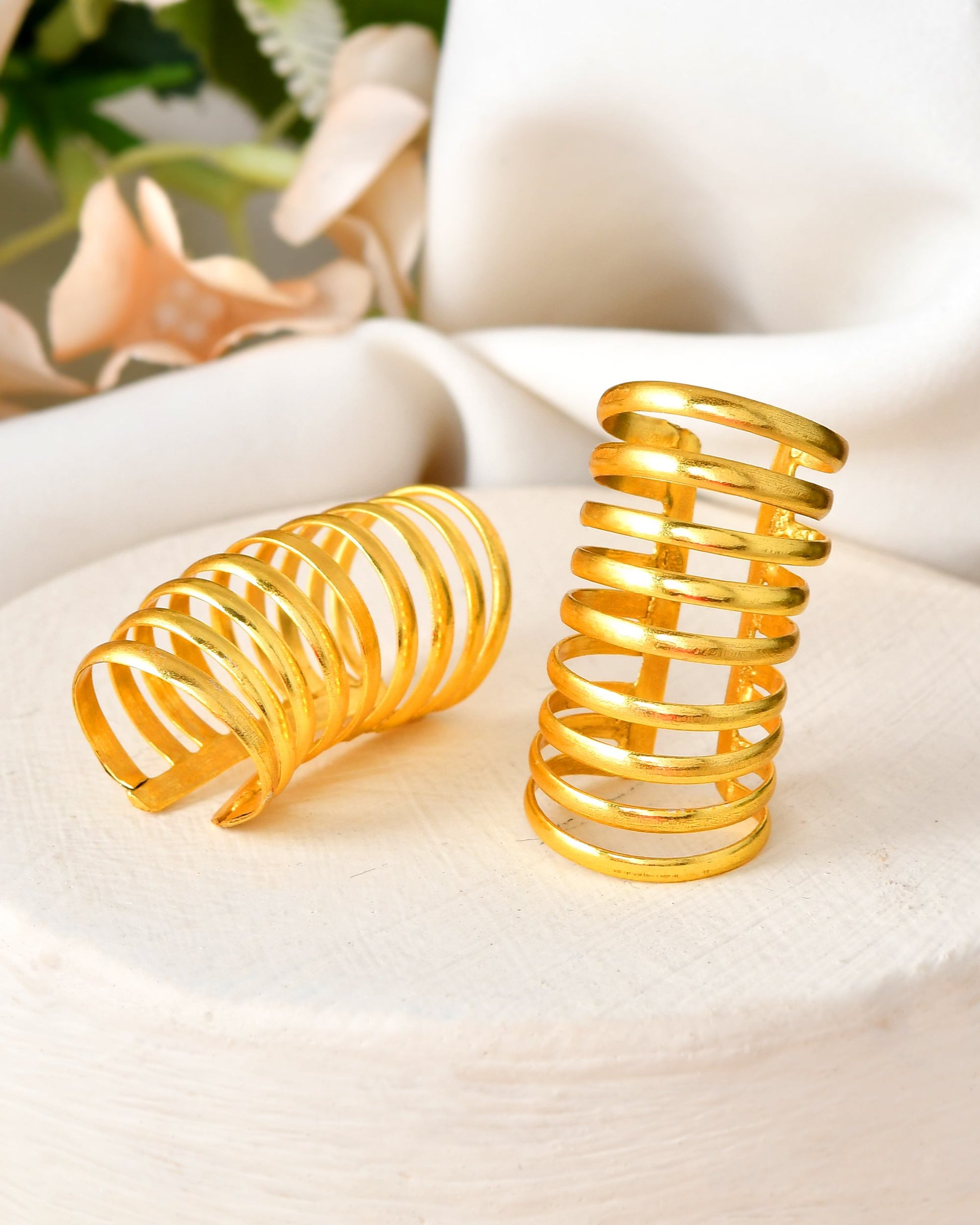VOJ Gold Polished Circular Openable Ear Cuff - Swadesiicart