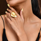 VOJ Gold Polished Geometric Shaped Big Ring | Swadesiicart