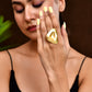VOJ Gold Polished Geometric Shaped Big Ring | Swadesiicart