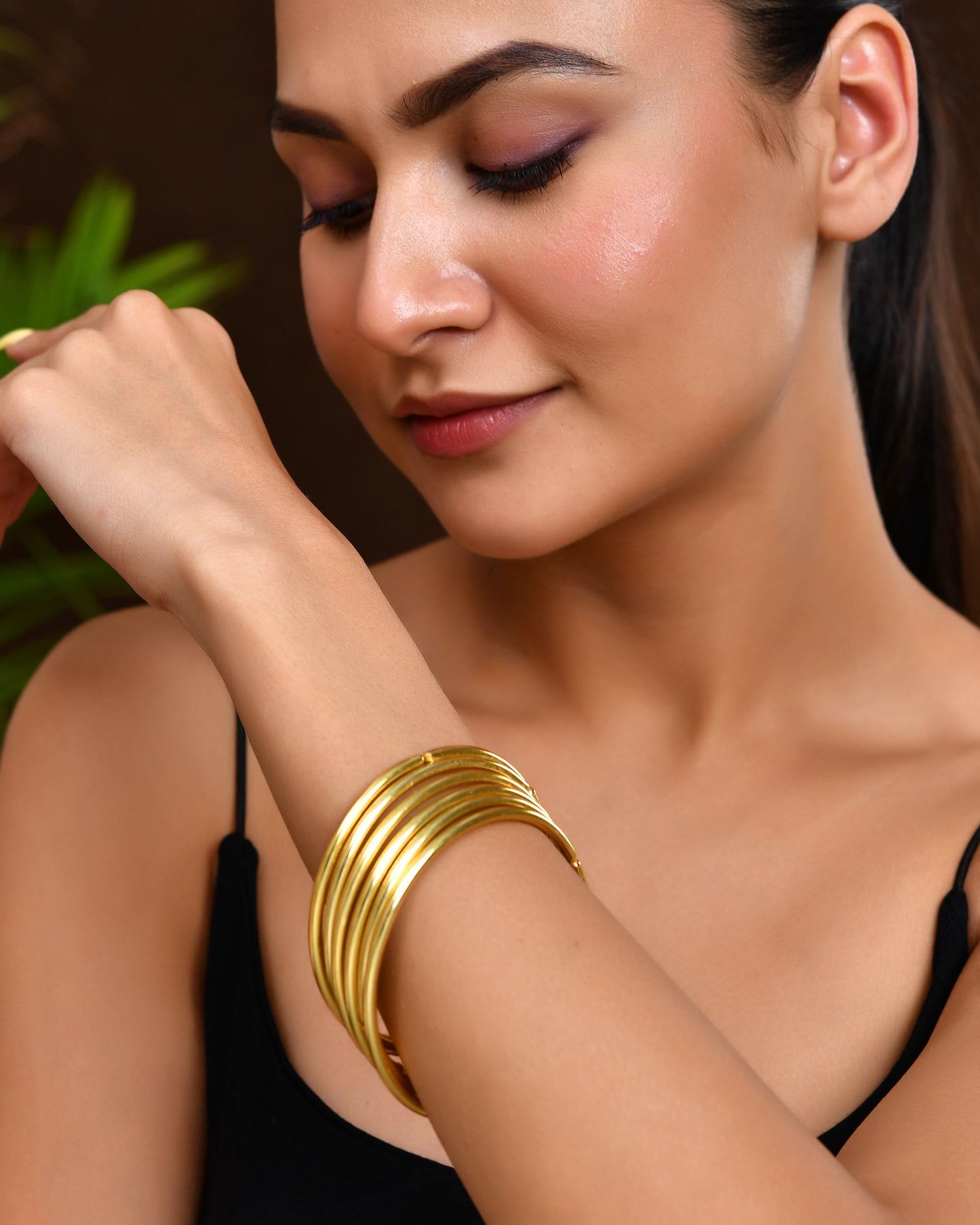 VOJ Set of 6, Gold Polished Anti Tarnish Bangles - Swadesiicart