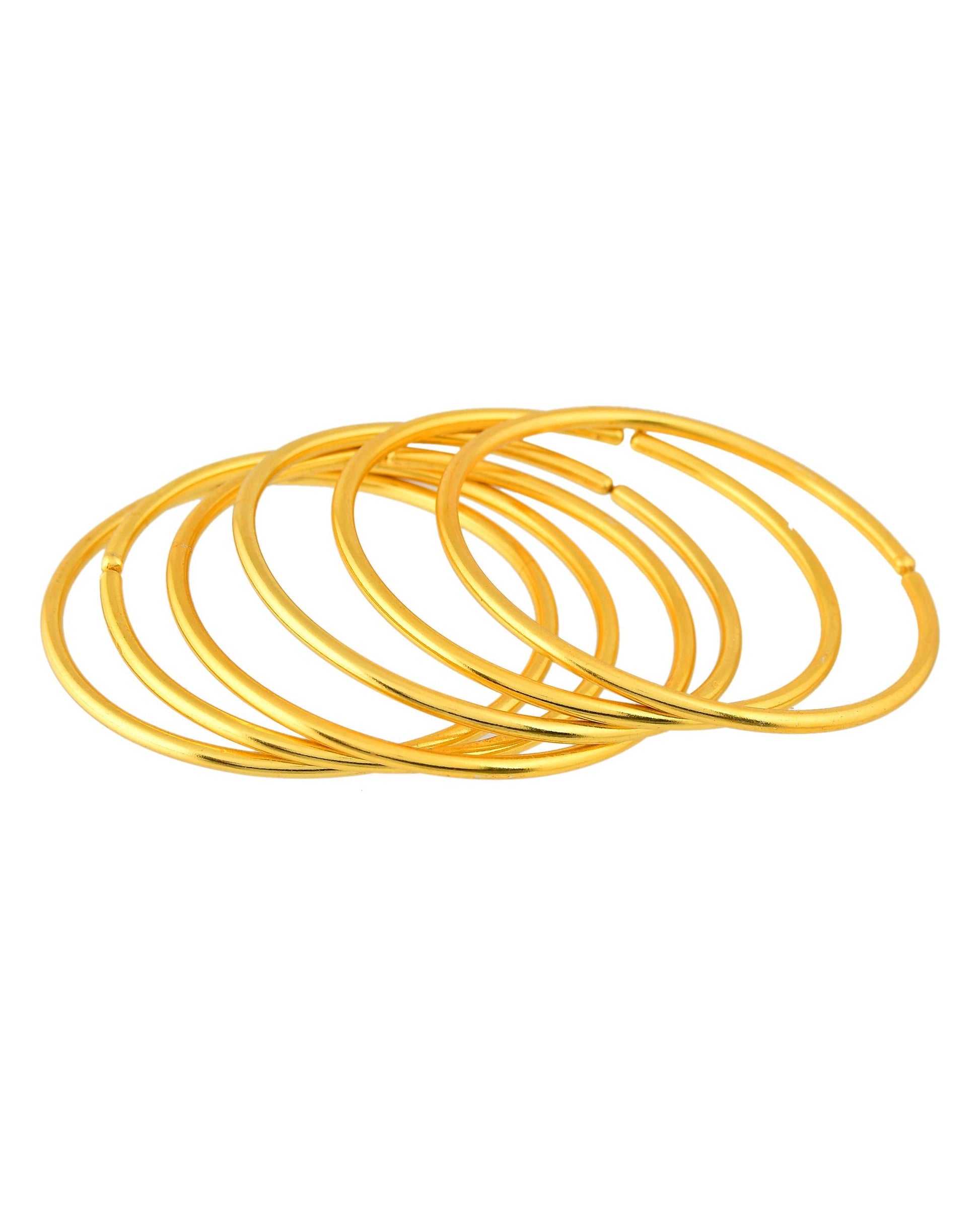 VOJ Set of 6, Gold Polished Anti Tarnish Bangles - Swadesiicart
