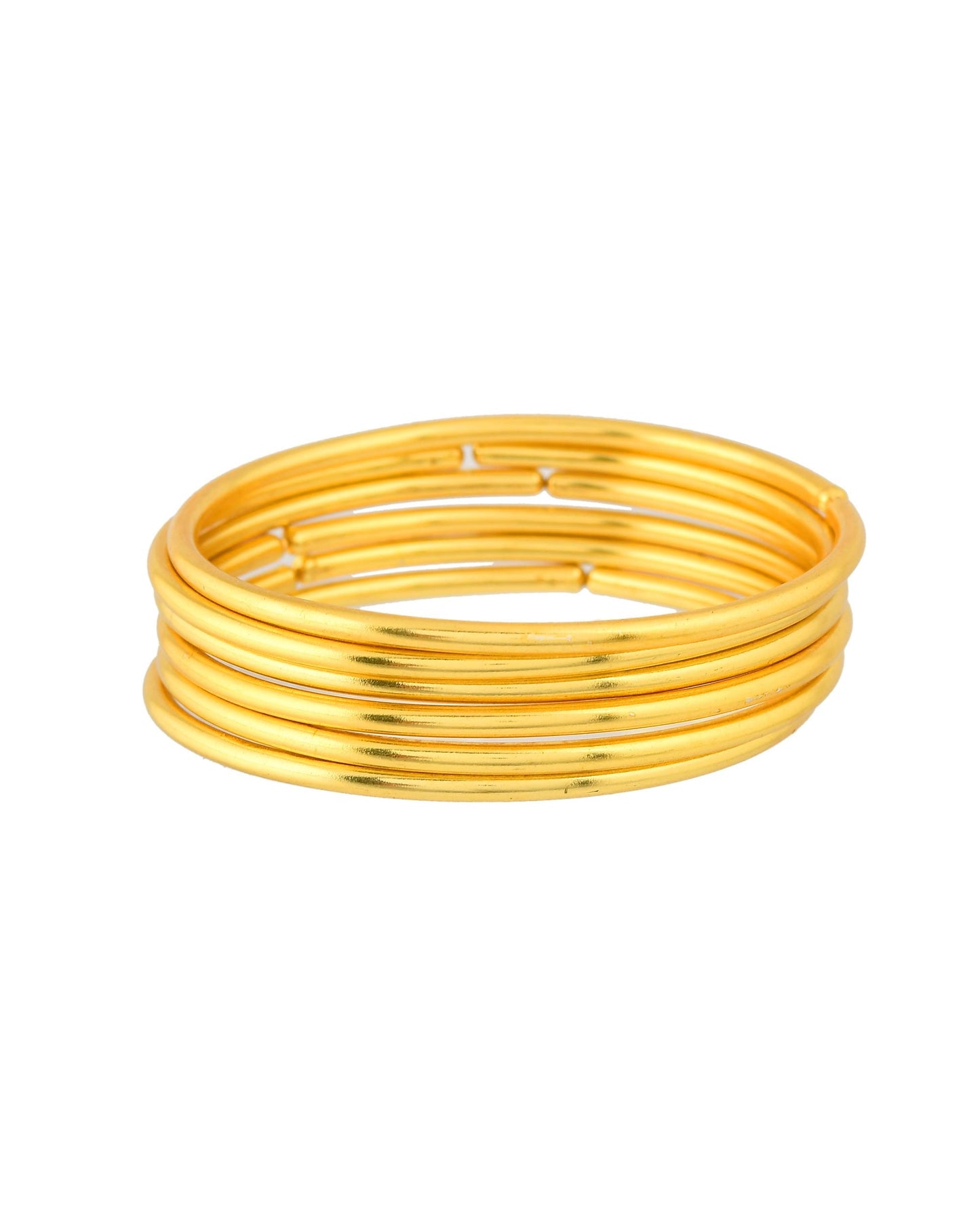 VOJ Set of 6, Gold Polished Anti Tarnish Bangles - Swadesiicart