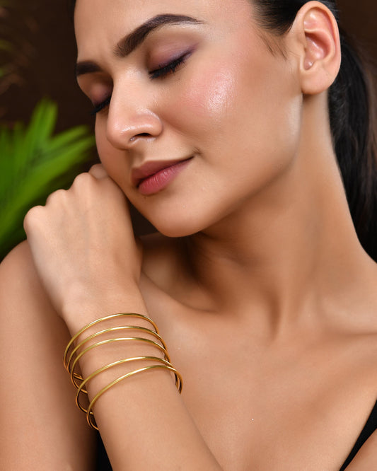 VOJ Gold Polished Elegant Anti Tarnish Multi Layer Bracelet - Swadesiicart