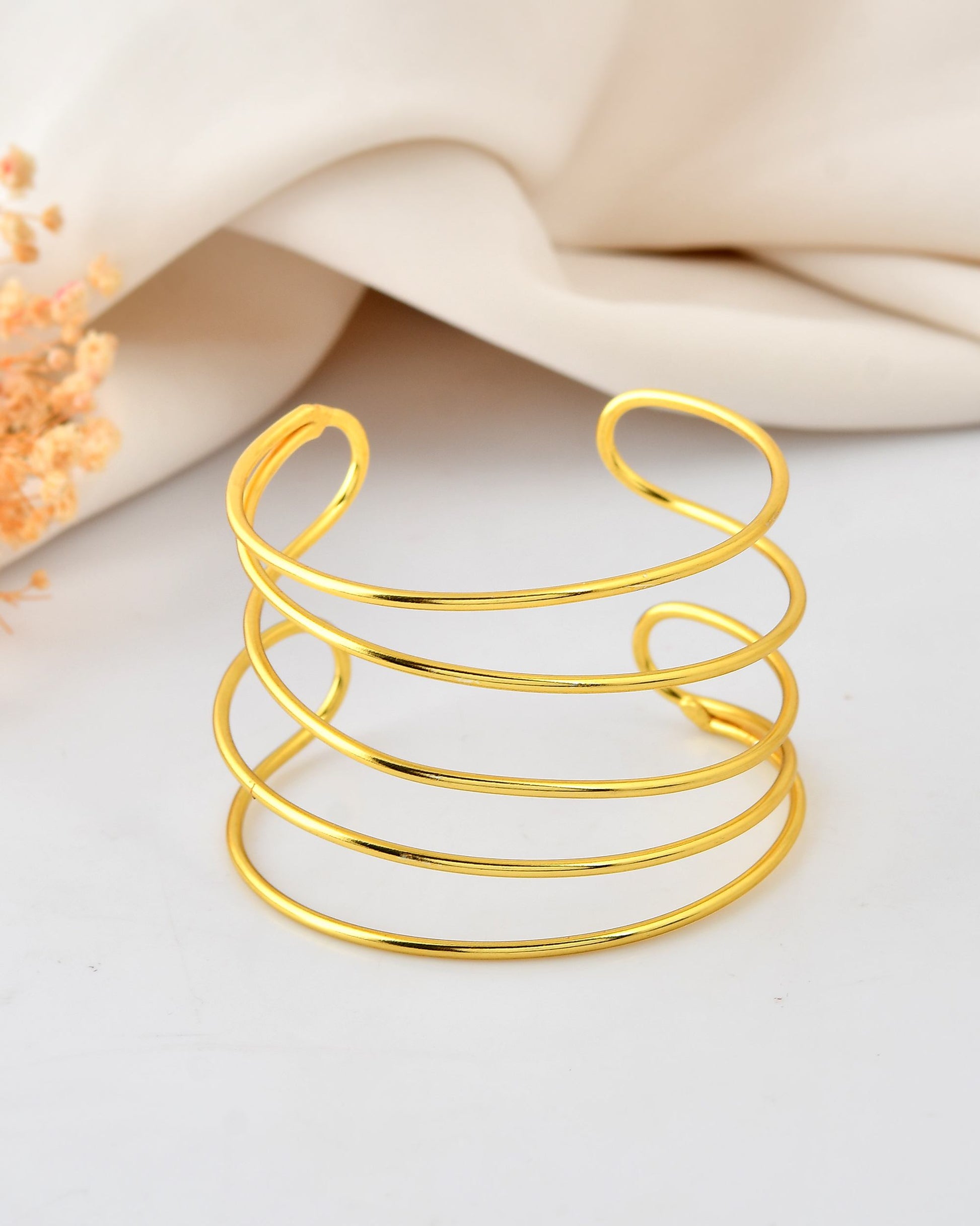 VOJ Gold Polished Elegant Anti Tarnish Multi Layer Bracelet - Swadesiicart