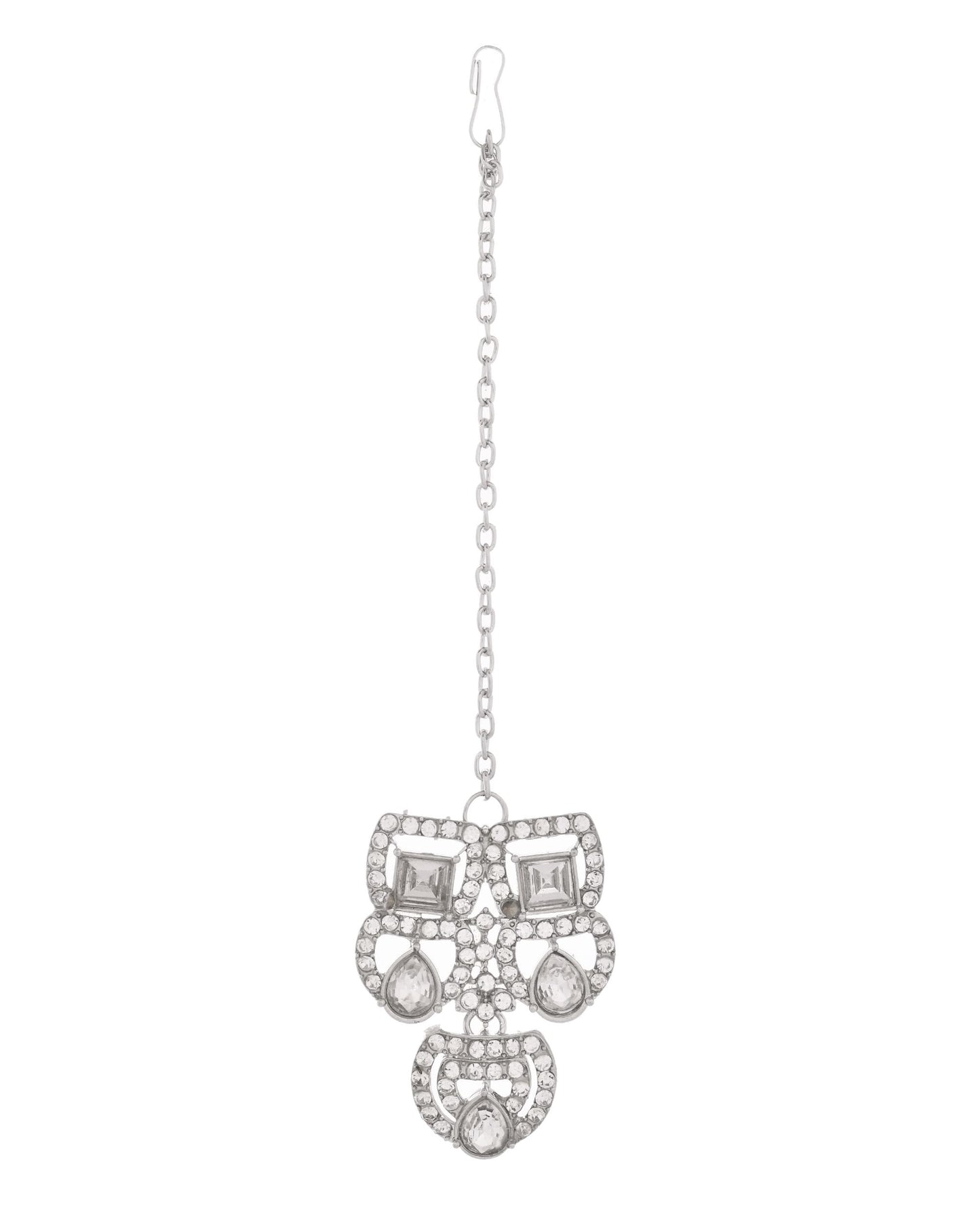 VOJ Silver - Plated American Diamond Studded Jewellery Set - Swadesiicart