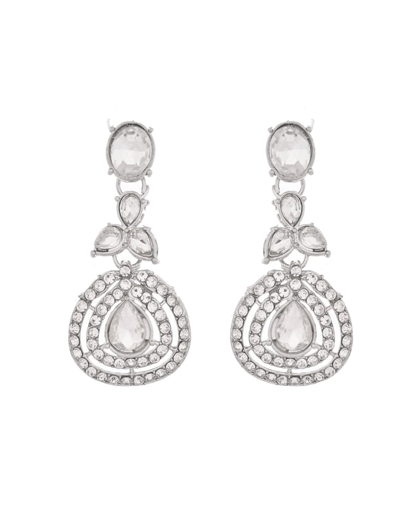 VOJ Silver-Plated CZ Studded Jewellery Set With Maang Tikka - Swadesiicart