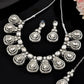 VOJ Silver-Plated CZ Studded Jewellery Set With Maang Tikka - Swadesiicart