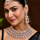 VOJ Rose Gold-Polished CZ Studded Jewellery Set With Maang Tikka - Swadesiicart