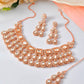 VOJ Rose Gold-Polished CZ Studded Jewellery Set With Maang Tikka - Swadesiicart