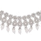 VOJ Silver-Plated CZ Stone And Pearl Necklace With Earrings And Maang Tikka Set - Swadesiicart
