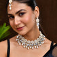 VOJ Gold Polished Artificial Beads And Stone Studded Necklace Set With Maang Tikka - Swadesiicart