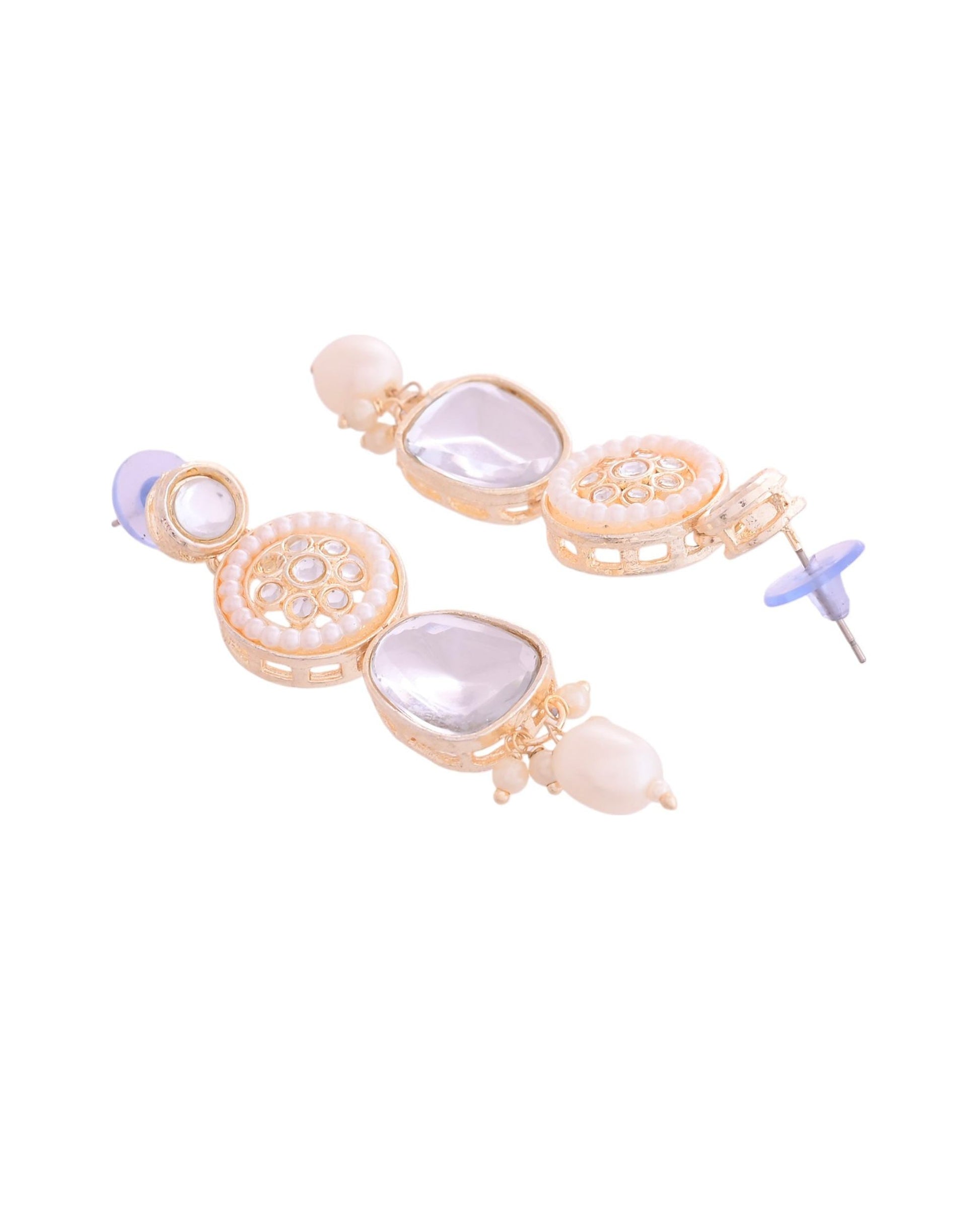 VOJ Gold Polished Artificial Beads And Stone Studded Necklace Set With Maang Tikka - Swadesiicart