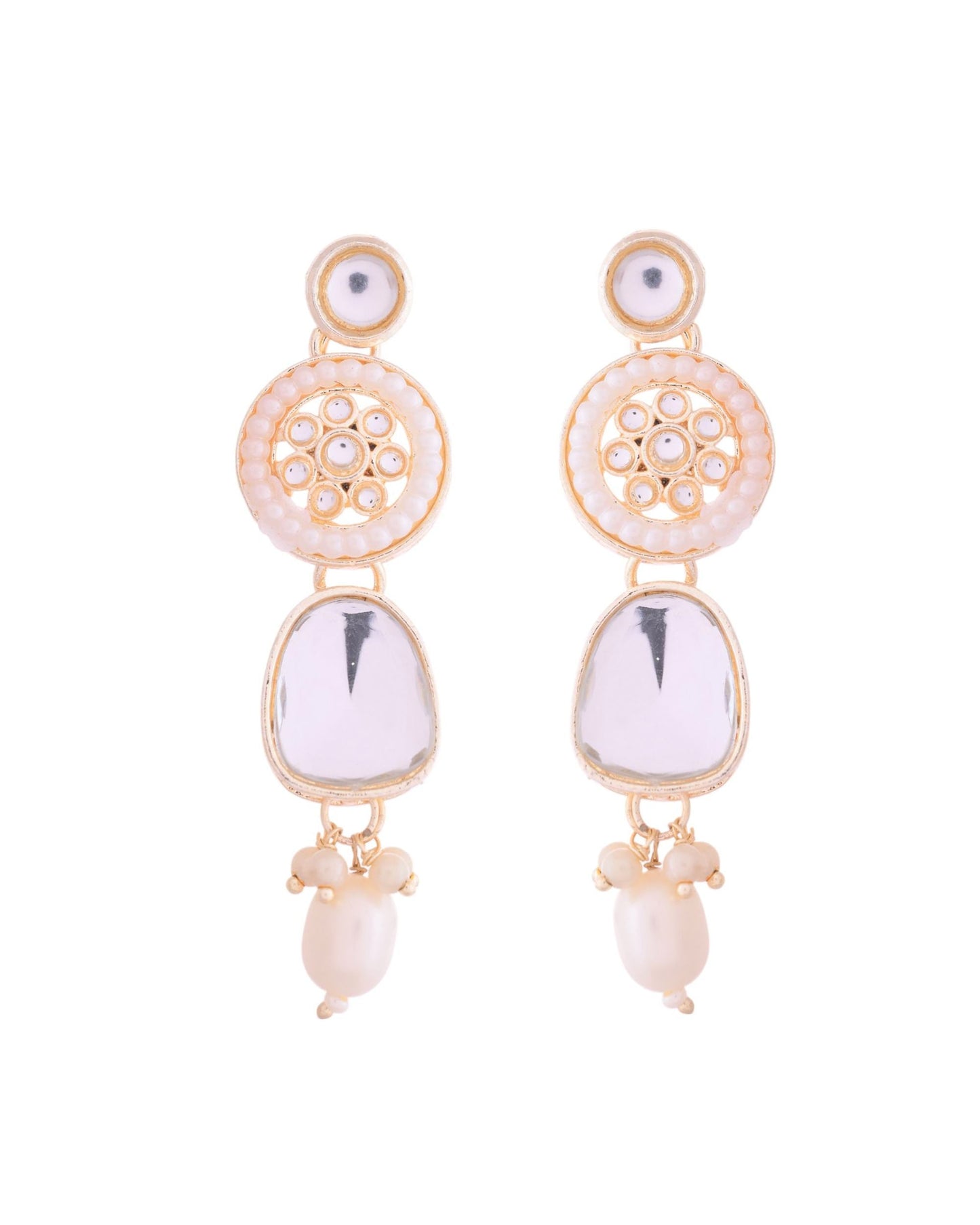 VOJ Gold Polished Artificial Beads And Stone Studded Necklace Set With Maang Tikka - Swadesiicart