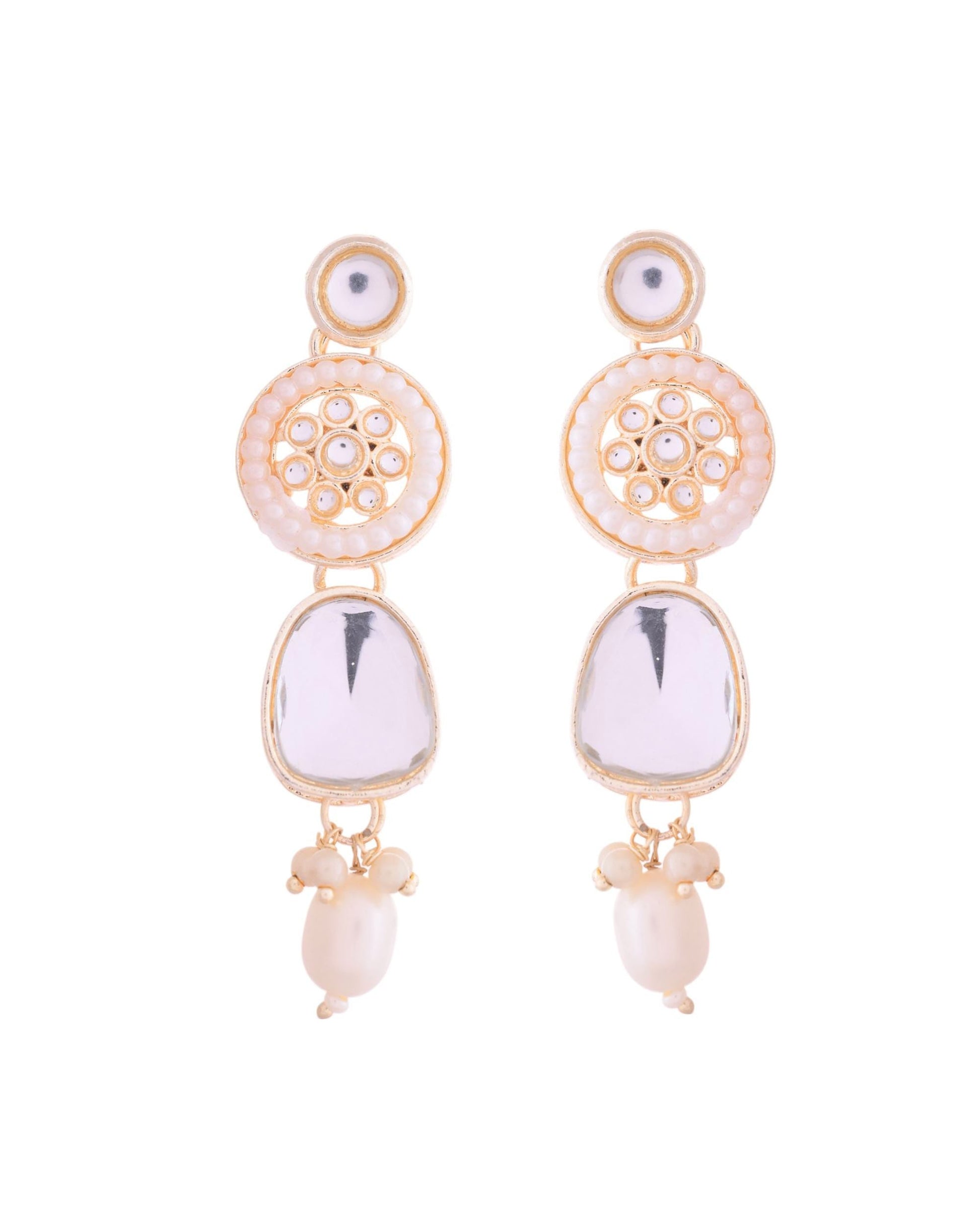 VOJ Gold Polished Artificial Beads And Stone Studded Necklace Set With Maang Tikka - Swadesiicart