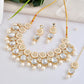 VOJ Gold Polished Artificial Beads And Stone Studded Necklace Set With Maang Tikka - Swadesiicart