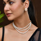 VOJ Gold Polished Artifical Pearl Mutli Layer Necklace And Earrings Set - Swadesiicart