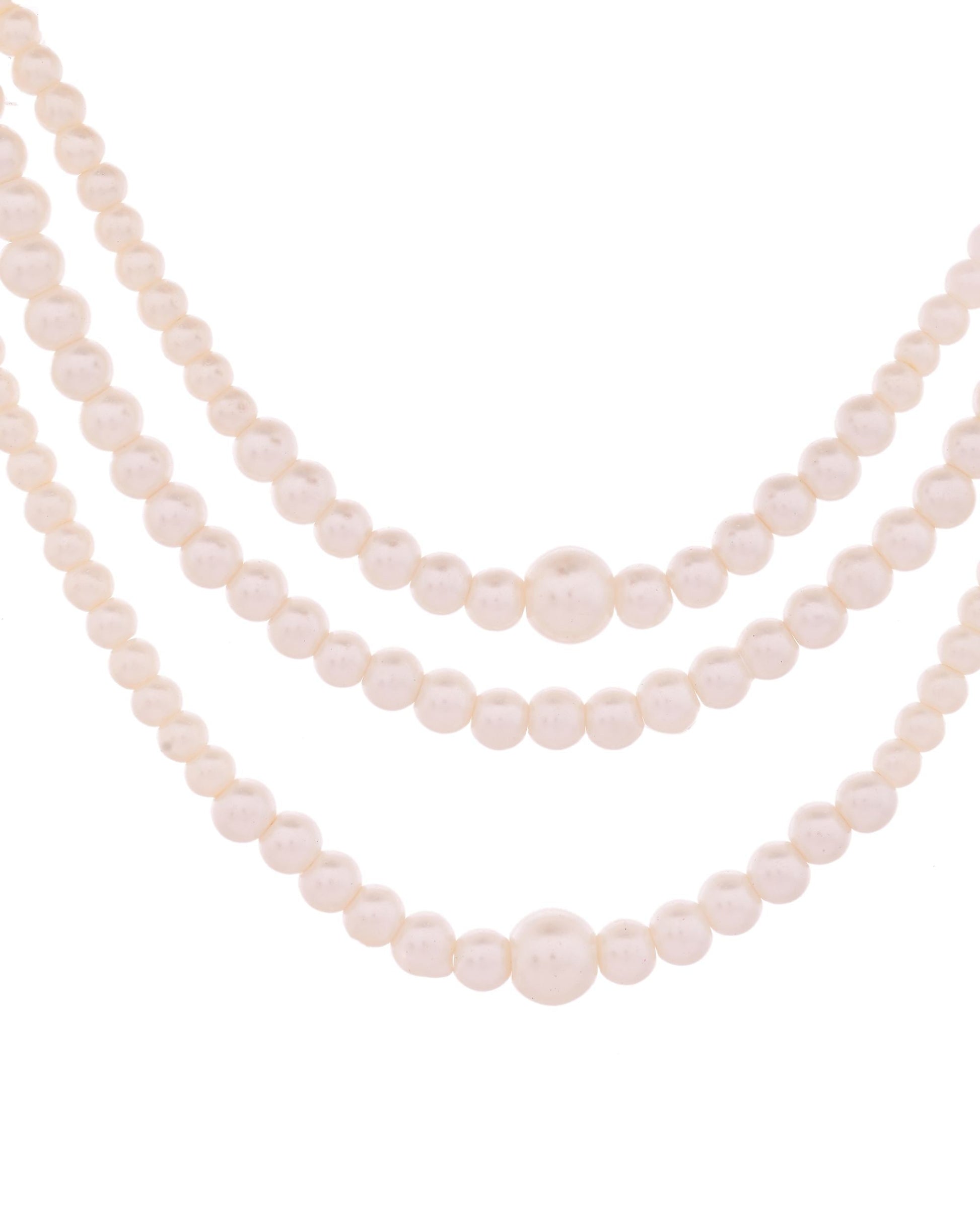 VOJ Gold Polished Artifical Pearl Mutli Layer Necklace And Earrings Set - Swadesiicart
