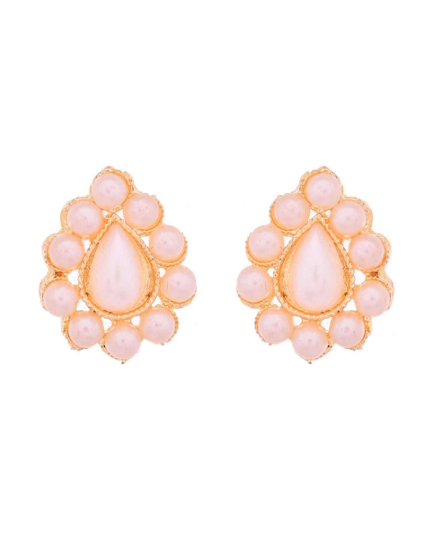 VOJ Gold Polished Artifical Pearl Mutli Layer Necklace And Earrings Set - Swadesiicart