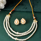 VOJ Gold Polished Artifical Pearl Mutli Layer Necklace And Earrings Set - Swadesiicart