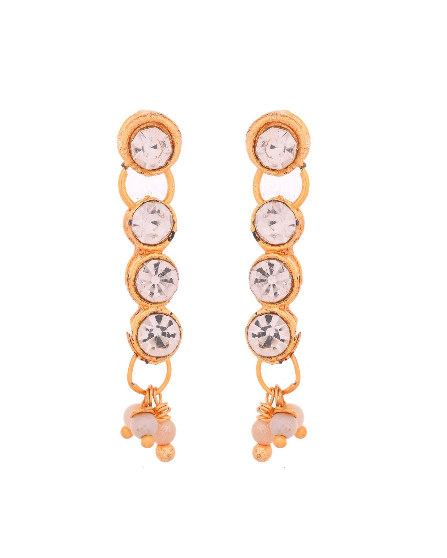VOJ Gold Polished Artifical Beads And Stone Studded Necklace And Earrings Set - Swadesiicart
