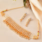 VOJ Gold Polished Artifical Beads And Stone Studded Necklace And Earrings Set - Swadesiicart