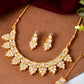 VOJ Gold Polished Stone Studded Necklace Set With Maang Tikka - Swadesiicart