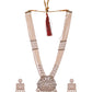 VOJ Copper-Toned Artificial Stone Studded Geometrical Long Necklace And Earrings Set - Swadesiicart