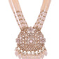 VOJ Copper-Toned Artificial Stone Studded Geometrical Long Necklace And Earrings Set - Swadesiicart