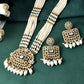 VOJ Copper-Toned Artificial Stone Studded Geometrical Long Necklace And Earrings Set - Swadesiicart