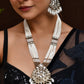 VOJ Copper-Toned Artifical Stone Studded Circular Long Necklace And Earrings Set - Swadesiicart