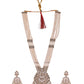 VOJ Copper-Toned Artifical Stone Studded Circular Long Necklace And Earrings Set - Swadesiicart