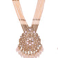 VOJ Copper-Toned Artifical Stone Studded Circular Long Necklace And Earrings Set - Swadesiicart