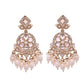 VOJ Copper-Toned Artifical Stone Studded Circular Long Necklace And Earrings Set - Swadesiicart