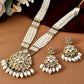 VOJ Copper-Toned Artifical Stone Studded Circular Long Necklace And Earrings Set - Swadesiicart