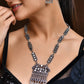 VOJ Oxidized Silver-Plated Stone-Studded Beaded Long Jewellery Set